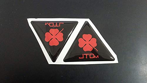 Kit 2 Stickers Etiquetas 3D RESINATI Alfa Romeo CUADRIFOGLIO JTDM A-148 (Red 6 cm)