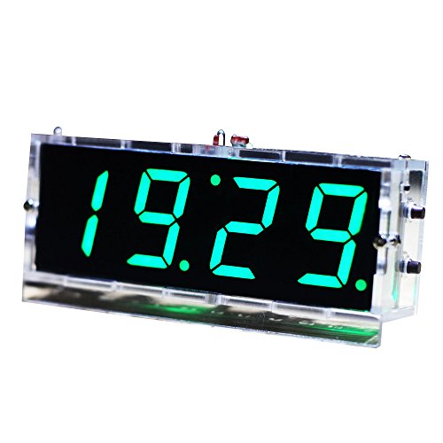 KKmoon Compacto de 4 Dígitos Kit del Reloj Digital LED DIY Control de Luz Monitor de Temperatura Fecha Hora con Caso Transparente