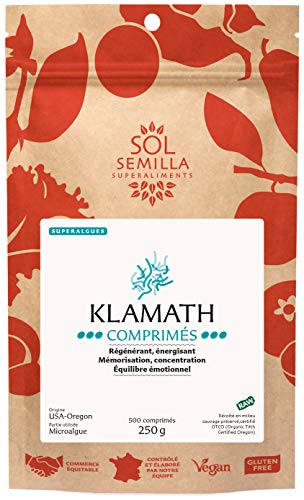 Klamath sol Semilla, alga AFA - Calidad Crude y salvaje | 500 tabletas | 250 g