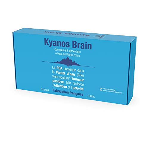 Kyanos Brain | Algas AFA Klamath cultivadas en Francia | Extracto de Pastel d'eau | 5 Botellas | Mejora la Memoria, la Concentración y el Estado de Ánimo | +10% de la Actividad Neural | 20 Días