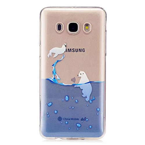 MUTOUREN teléfono Caso Cubrir Volver Piel Protectora Shell Carcasas Funda para Samsung Galaxy J5 (2016) SM-J510F - Divertido Caprichoso Diseño Ocean Sea Lion and Polar Bear