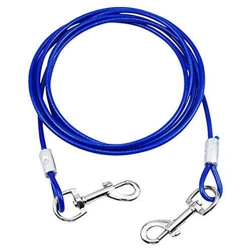 NATUCE Cable para Atar Perros, 10 pies (3 Metros) Cable de Amarre para Perros de hasta 176 Libras, Adecuado para Todas Las Razas (Azul)
