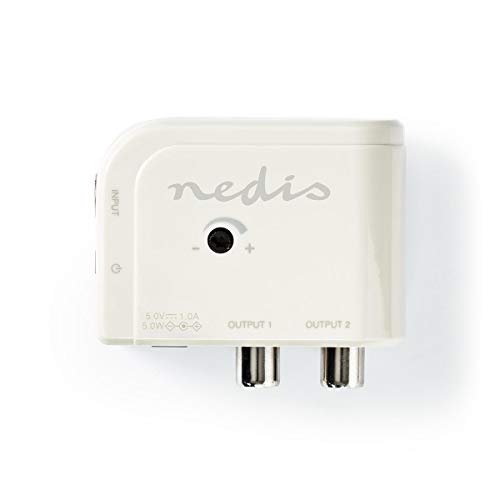 NEDIS Amplificador CATV Amplificador CATV | Ganancia: 15 dB | 50-694 MHz | Número de Salidas: 2 | Control de Ganancia | Blanco Blanco 1.80 m