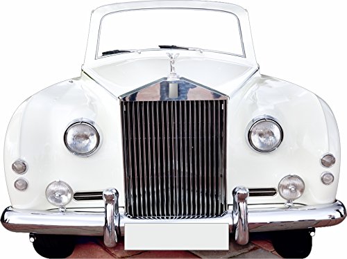 Oedim Photocall Coche de Bodas 2x1,50m | Photocall Coche Rolls Royce Blanco Ideal para Bodas y Celebraciones| Photocall Muy Resistente y Elegante| con Dos Peanas para un Apoyo Excelente