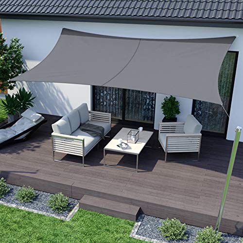 RATEL Toldo Vela de Sombra Rectangular Gris 3 x 4 m, protección 95% UV y Transpirable, para Jardín, Patio, Exteriores, Pergola Decking