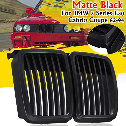 Rejilla Frontales Coche 1 par Glossy Black Izquierda Derecha Coche Frente Parachoques Ridney Grilles para BMW E30 Sedan/Cabrio 1982-1994 Reemplazo de Racing Grilles Parrilla Frontal Central Rejilla