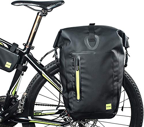 Rhinowalk bolsa de la bici Pannier bolsa,25L gran capacidad bicicleta bolsa de la bici de montaña impermeable ligera bolsa de bicicletas, 1000D poliéster, anti-arañazos,color negro