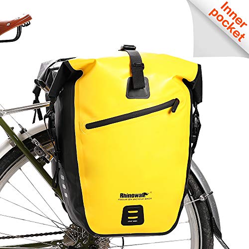 Rhinowalk Bolsa impermeable para bicicleta de 27 l, para bicicleta, bolsa de sillín de carga, bolsa de hombro, bolsa de portátil, bolsa de bicicleta, accesorios de ciclismo profesionales