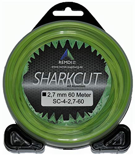 Sharkcut - Hilo profesional de aluminio para desbrozadora, hilo de nailon, 4 cantos, 2,7 mm, diferentes longitudes