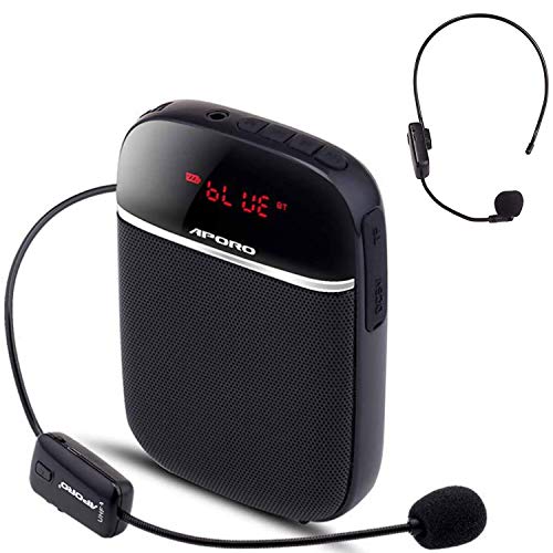 Siebwin Amplificador de voz Bluetooth portátil, Mini Amplificador de Voz con Microfono Inalambrico -10 W 2000 mAh, con 2 Microfono, para maestros, guías turísticos