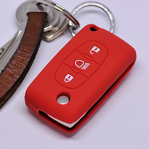 Soft Case Funda Protectora para Llave de Coche para Citroen C4 Picasso C5 C8 Despacho Jumpy Key Shell Llave Plegable/Color Rojo
