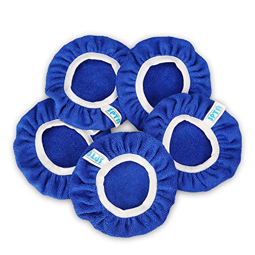 SPTA 5pcs (125-150mm) Almohadillas de Pulido para Coche para pulir capó, Almohadillas de Microfibra Suave MAX Waxer, pulir capó para la mayoría de los pulidores de Coche, Color Azul