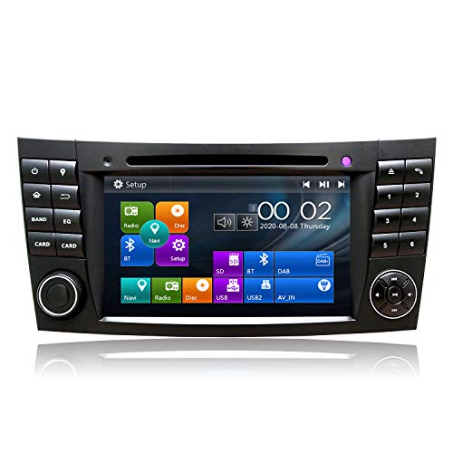 SWTNVIN Radio estéreo para Coche Compatible con Mercedes Benz Clase E W211 CLS W219 en Dash 7 Pulgadas GPS Navigator Doble DIN Unidad de Soporte de vídeo Bluetooth SWC Reproductor de DVD SWC