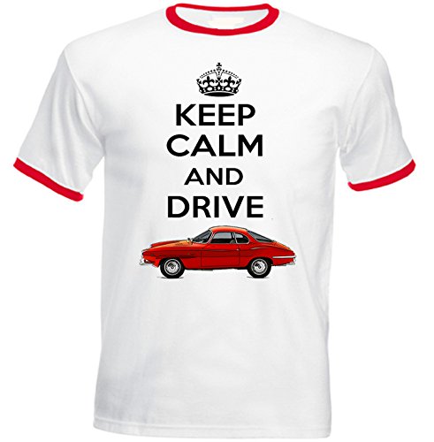 TEESANDENGINES - Camiseta para hombre Alfa Romeo Giulia 1600 Sprint Speciale Keep Calm Red Ringer Blanco blanco S