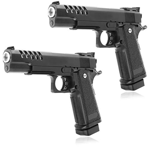 Unbekannt 2 Pistolas de Juguete Airsoft para niños y Adolescentes, Armas de Juguete con Cargador para Carnaval, Halloween y Carnaval, con Cuentas de plástico. (2 Piezas)