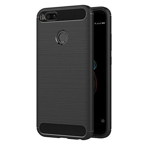 VGUARD Funda Xiaomi Mi A1, Negro Súper TPU Silicona Carcasa Fundas Protectora con Shock- Absorción y Diseño de Fibra de Carbon para Xiaomi Mi A1