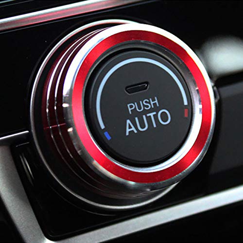zzwllong Switch Buttonm Botón de Arranque del Coche Círculo Aleación de Aluminio Anillo Perilla Cubierta de Ajuste Altavoz Cubierta del botón del Interruptor de Aire Acondicionado, para Honda Civic