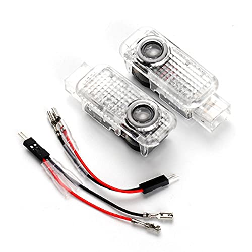 2 PCS Luz de Puerta de Coche,Puerta LED Logo Iluminación Lámpara de Luz Proyector Luz de Bienvenida Logotipo del Coche,Coche Logo LED Proyector Luces Puerta Proyector Láser LED Luces Kit para AU-DI