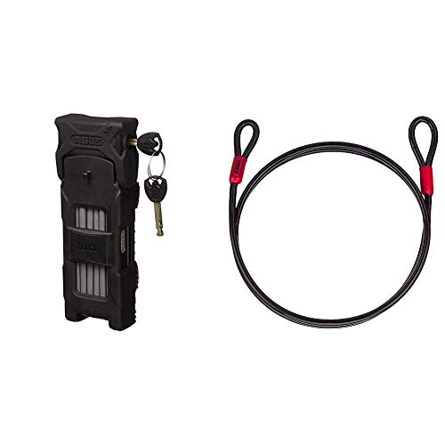 Abus 6000/120 - Candado Plegable para Bicicleta + Cobra 8/200 - Cable alargador,8 mm, 25718, Negro