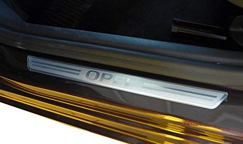 Accesorios Originales Opel - Embellecedores para los umbrales de ambas puertas delanteras. Crossland X, Astra K Sport, Astra Tourer St, Insignia B Sport (Aspecto Look Aluminio), 13466724