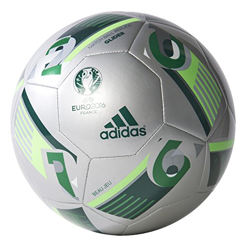 adidas Euro16 Glider - Balón de fútbol, Color Plata/Azul/Verde, Talla 5