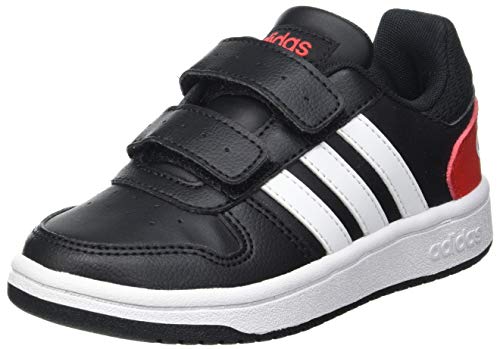 adidas Hoops 2.0 CMF, Basketball Shoe, Core Black/Footwear White/Vivid Red, 33 EU