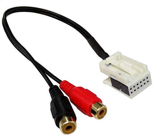 AERZETIX: Cable Adaptador de Entrada Auxiliar AUX-IN - Doble RCA para conectar Fuente MP3 Externa a la autoradio Original Conector quadlock C43429