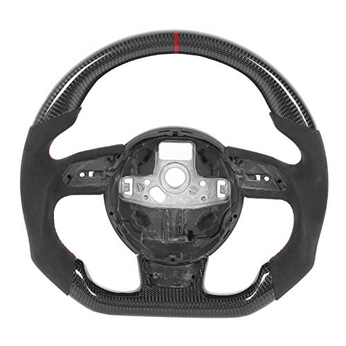 Akozon Volante personalizado mejorado Gamuza de volante de fibra de carbono con 12 O-clock Ring D-type racing diseñado Apto para Au-di B8.5 A3 A4 A5 A6 A7 RS3 RS4 RS5 RS6 RS7 2013-2016