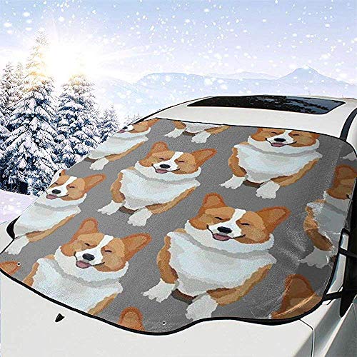 Alice Eva Lovely Happy Corgi Pattern Car Windshield Sun Shade Cover Front Water Sunlight Snow Cover