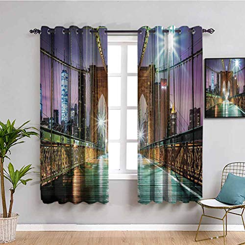Apartamento Decor Aislante habitación oscurecimiento apagón Puente Brooklyn peatonal Paseo antes del amanecer American Landmark Picture Print Protección de privacidad púrpura marrón W54 x L39 pulgadas Apartamento Decor Aislante habitación oscurecimiento apagón Puente Brooklyn peatonal Paseo antes del amanecer American Landmark Picture Print Protección de privacidad púrpura marrón W54 x L39 pulgadas