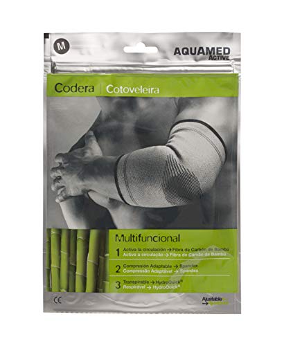 AQUAMED Active Codera - Sujeción elástica, Fibra carbón de bambú, Alivio dolor articular, Lavable, Talla M