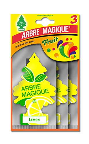 Arbre Magique Tris - Ambientador para coche, aroma a limón, fragancia prolongada hasta 7 semanas, paquete triple
