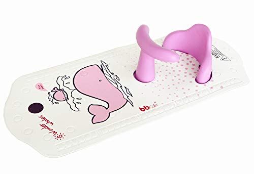 Asiento de seguridad para bañera BBCare, antideslizante, para bebé, extra largo con indicador de temperatura del agua rosa Pink Whale