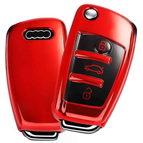 Audi Key Fob Cover Case, Premium Soft TPU Funda Protectora de 360 Grados con Carcasa Completa Compatible con 2018 2019 2020 Audi A3, Q3, Q2L, A1, S3 (Rojo) Audi Key Fob Cover Case, Premium Soft TPU Funda Protectora de 360 Grados con Carcasa Completa Compatible con 2018 2019 2020 Audi A3, Q3, Q2L, A1, S3 (Rojo)