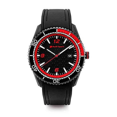 Audi Reloj Deportivo para Hombre, Color Negro y Rojo 3102000200