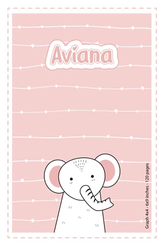 Aviana: Personalized Name Squared Paper Notebook Light Pink Elephant | 6x9 inches | 120 pages: Notebook for drawing, writing notes, journaling, ... writing, school notes, and capturing ideas