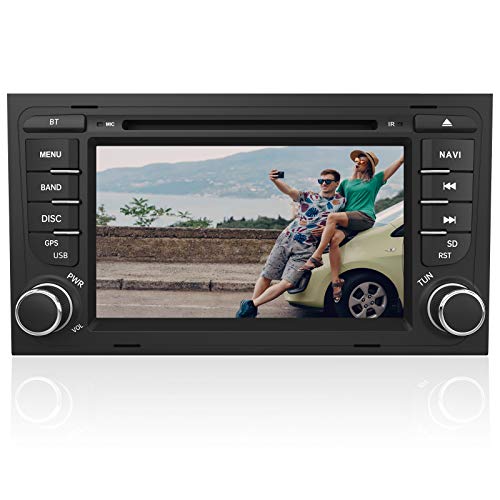 AWESAFE Radio Coche 7 Pulgadas con Pantalla Táctil 2 DIN para Audi A4/S4/RS4, Autoradio con Bluetooth/GPS/FM/RDS/CD DVD/USB/SD/RCA, Apoyo Mandos Volante, Mirrorlink y Aparcamiento