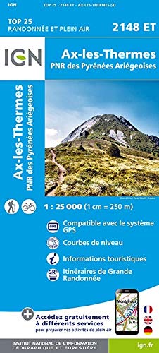 Ax-les-Thermes / PNR des Pyrenees Ariegeoises (2018) (Top 25 & série bleue - Carte de randonnée)