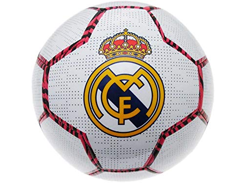 Balón oficial del Real Madrid – Talla 5 – Adulto – Blanco con detalles de cebra rosa/negro