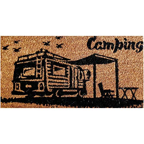 Bestlivings Felpudo de fibra de coco (25 x 50 cm, parte inferior de PVC), diseño de camping