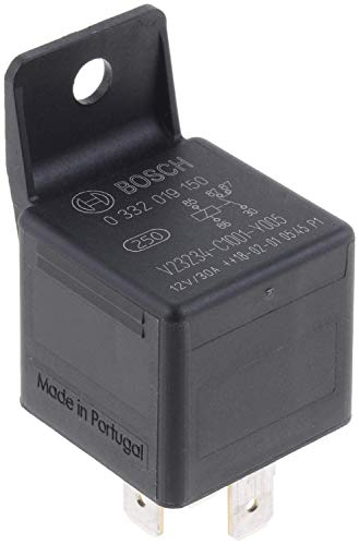 Bosch 0332019150 Mini relé de 12 V 30 A, 2x87, IP5K4, temperatura de funcionamiento de -40 ° a 100 °C, relé de 5 pines con soporte de relé