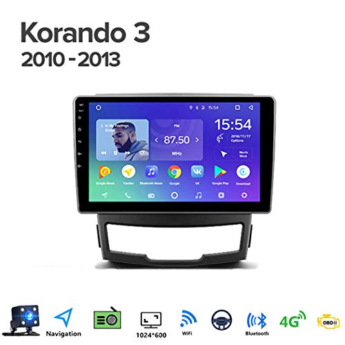 Buladala Android 8.1 Quad Core MP5 Player GPS Navegación para SsangYong Korando 3 2010-2013, Soporte WiFi DVR USB FM Am/Radio de Coche estéreo/Bluetooth Control del Volante,WiFi: 1+16gb