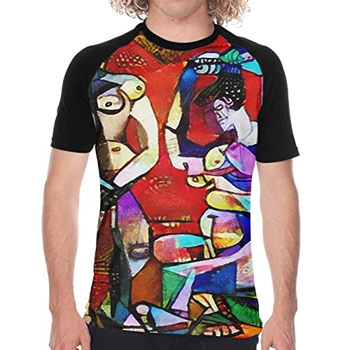 Camiseta de Manga Corta para Hombre,Reproducciones alternativas de Pinturas Famosas de Picasso aplicadas abstractas Kandinsky,Divertidas Imprimir gráfica con Cuello Redondo y diseño Creativo M