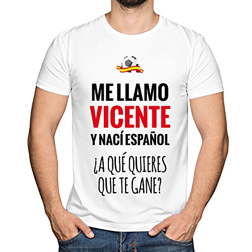 Camiseta Personalizada con Nombre y la Frase 'Nací español a qué Quieres Que te Gane' (Blanco) Camiseta Personalizada con Nombre y la Frase 'Nací español a qué Quieres Que te Gane' (Blanco)