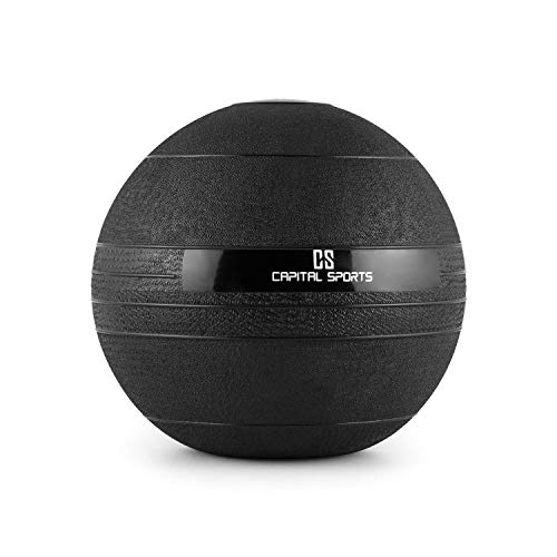 CAPITAL SPORTS Groundcracker Pelota de peso 6kg (Balón medicinal goma, relleno arena y hierro, lanzamientos sin rebote, superficie rugosa antideslizante, entrenamiento fuerza, velocidad, resistencia,