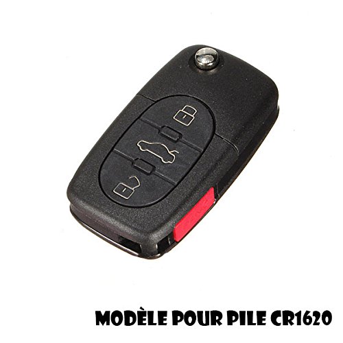 CLE Jongo para Audi A2 A3 A4 A6 A8 TT S3 S4 A1 A5 Q7 3 botones + Panic – Carcasa para Pila CR1620 Telecommande @ pro-plip