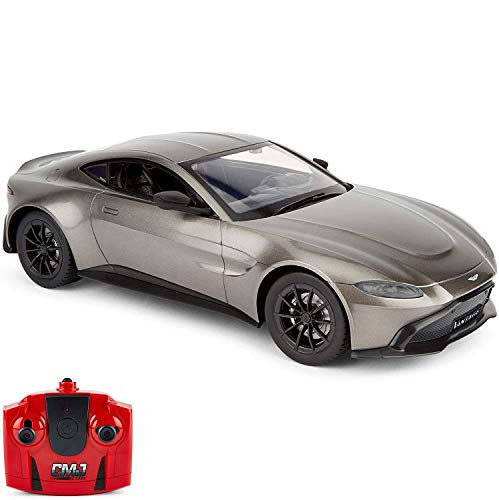 CMJ RC Cars ™ Aston Martin Coche de control remoto Aston Martin 1:14 gris con licencia oficial