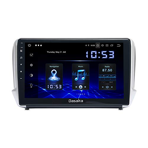 Dasaita 10.2" Android 10.0 1 DIN Radio Coche Bluetooth Manos Libres para Peugeot 2008 208 2012 to 2018 Autoradio Coche Apoyo WiFi Mandos de Volante USB