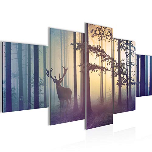 decoración de la mesa bosque mural en la niebla - 200 x 100 cm Vista de impresión en lienzo Salón Apartamento - listo para colgar - 013451a