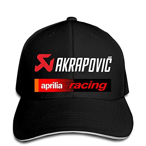 DSFJK Akrapovic Aprilia Racinger Logo Gorra de béisbol Negra para Hombre Gorra de béisbol Snapback Hat Peak